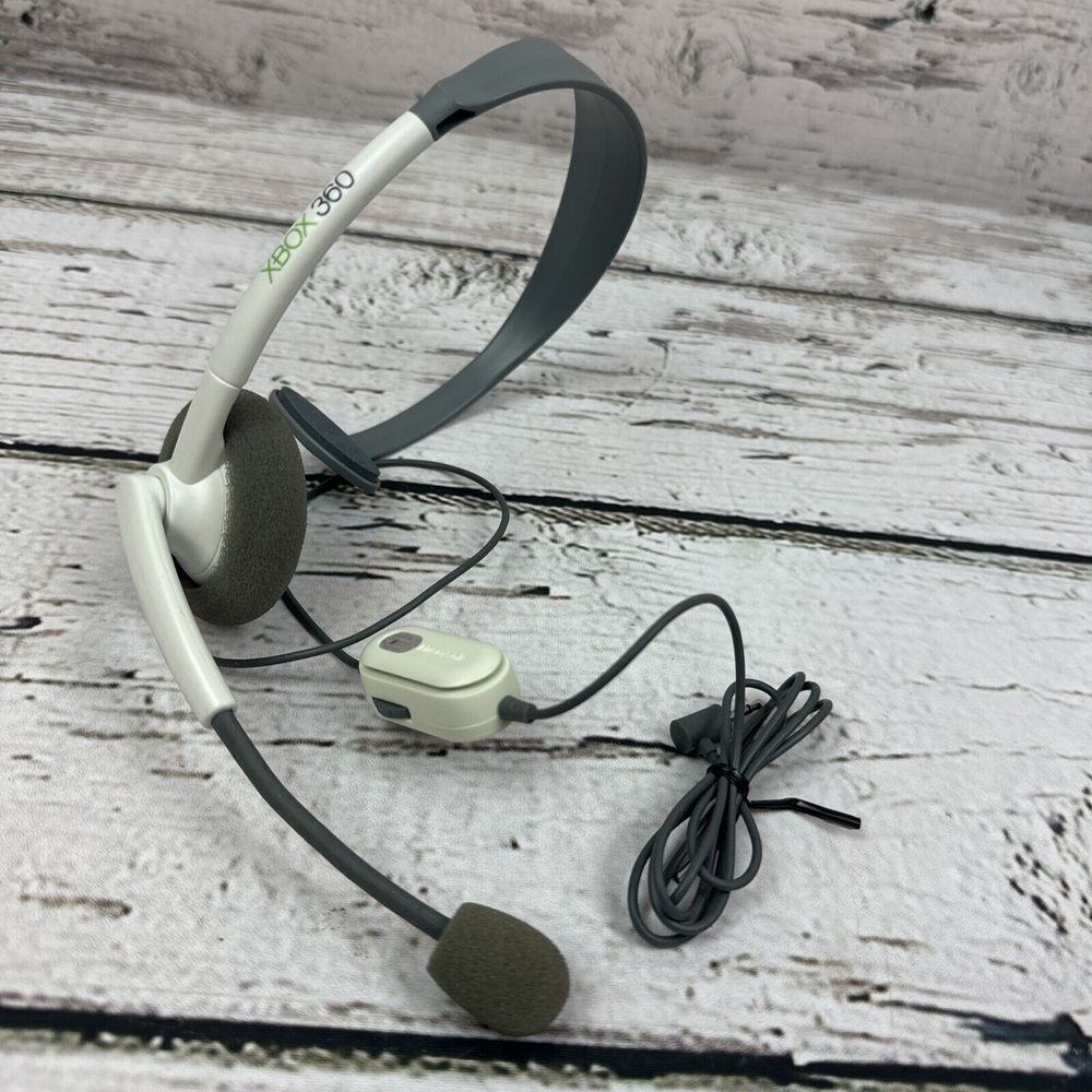 Genuine Microsoft Xbox 360 Gaming Chat Headset Wired, White/Gray, OEM